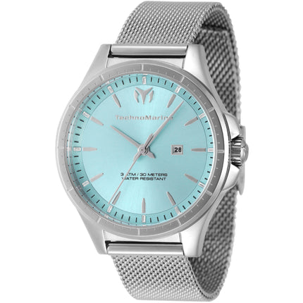 Technomarine Women's Watch - MoonSun Quartz Light Blue Dial Mesh Bracelet | TM-822035 ,