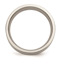 Titanium Sterling Silver Inlay Flat 8mm Brushed Band | TB213 ,
