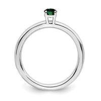 Sterling Silver Stackable Expressions Rhodium Cr. Emerald Ring | QSK1903 ,
