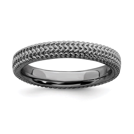 Sterling Silver Stackable Expressions Black-plated Ring | QSK281 ,