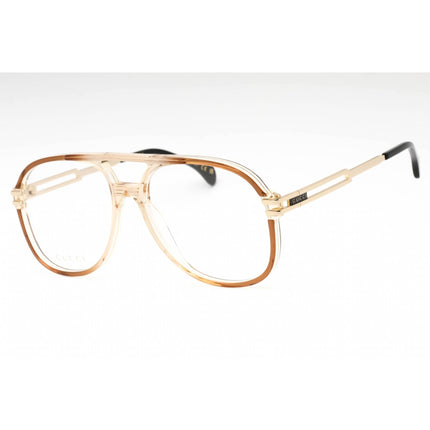 Gucci Men's Eyeglasses - Brown/Gold Plastic Aviator Full Rim Frame | GG1106O 001 ,