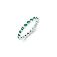 Sterling Silver Stackable Expressions Created Emerald Ring | QSK1200 ,