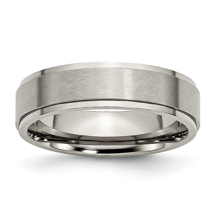 Titanium Ridged Edge 6mm Brushed and Polished Band | TB196 ,