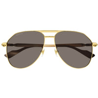 Gucci Men's Sunglasses - Gold Full Rim Metal Frame Brown Lens | GG1220S 002 ,