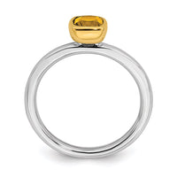 Sterling Silver Stackable Expressions w/Gold-plated Citrine Ring | QSK1897 ,
