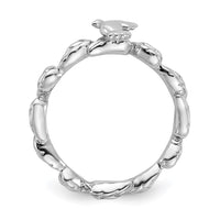 Sterling Silver Stackable Expressions Rhodium-plated Polished Dove Ring | QSK2049 ,