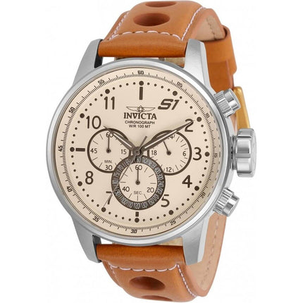 Invicta Men's Chrono Watch - S1 Rally Beige Dial Light Brown Leather Strap | 30914 ,
