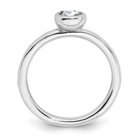 Sterling Silver Stackable Expressions Low 5mm Round White Topaz Ring | QSK511 ,