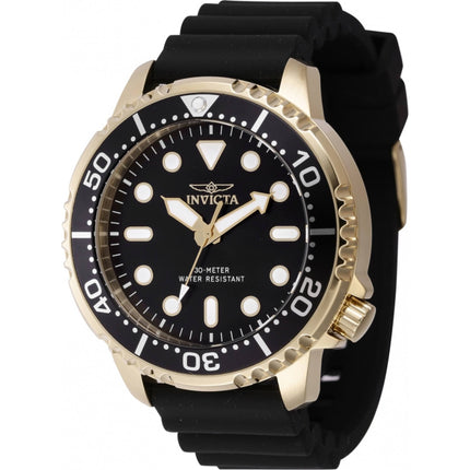 Invicta Men's Watch - Pro Diver Black Dial Yellow Gold Case Silicone Strap | 47226 ,