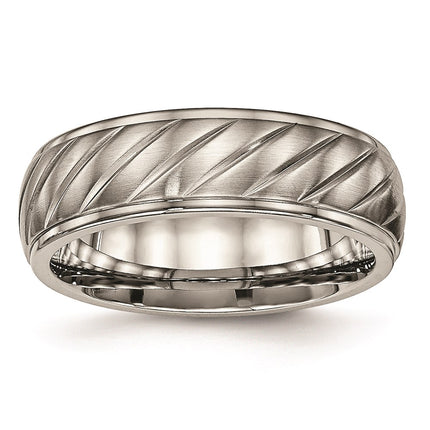 Titanium Brushed and Polished Grooved Ring | TB452 ,
