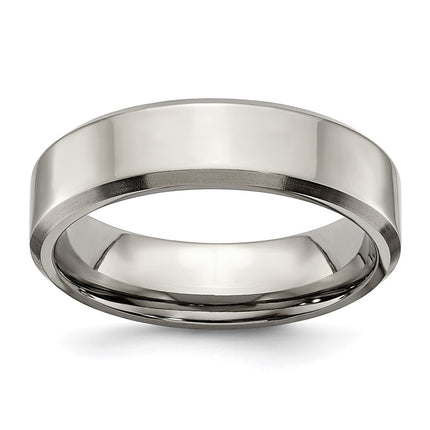 Titanium Beveled Edge 6mm Brushed and Polished Band | TB111 ,