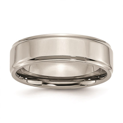 Titanium Ridged Edge 7mm Polished Band | TB35 ,