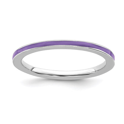 Sterling Silver Stackable Expressions Purple Enameled 1.5mm Ring | QSK136 ,