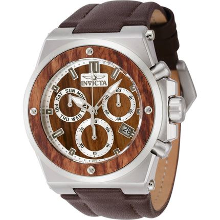 Invicta Unisex Watch - Akula Chronograph Brown and Silver Dial Leather Strap | 45715 ,
