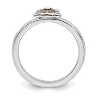 Sterling Silver Stackable Expressions Brown Enameled Dog Ring | QSK557 ,