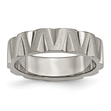 Titanium Notched 6mm Satin & Polished Band | TB327 ,