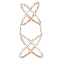 Sterling Silver Rose GP CZ Double-X Style Ring - W-9977 ,