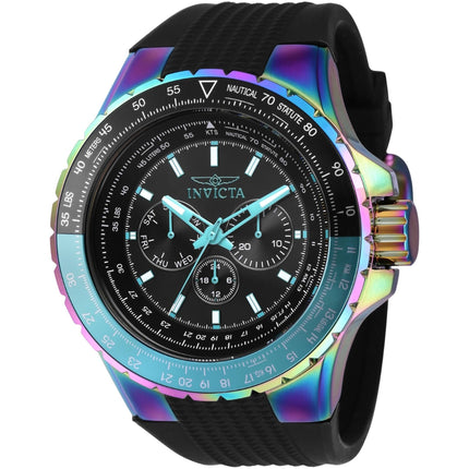 Invicta Men's Watch - Aviator Quartz Chronograph Black Dial Silicone Strap | 37033 ,