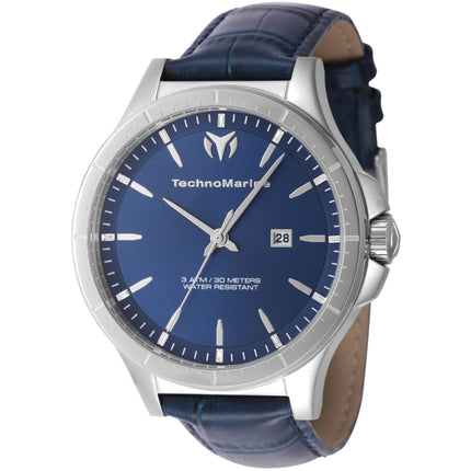 Technomarine Men's Watch - MoonSun Quartz Blue Dial Leather Strap Date | TM-822012 ,