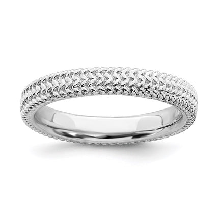 Sterling Silver Stackable Expressions Rhodium Ring | QSK279 ,