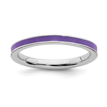 Sterling Silver Stackable Expressions Purple Enameled 2.25mm Ring | QSK146 ,