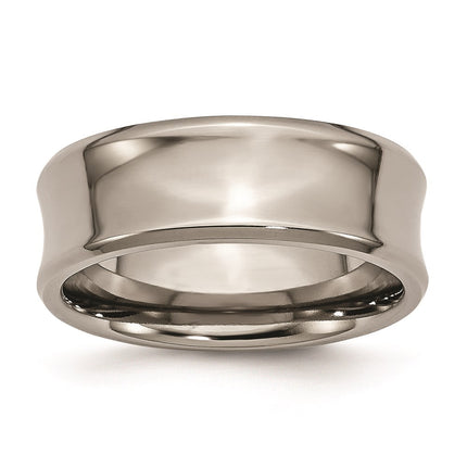 Titanium Concave 8mm Polished Beveled Edge Band | TB45 ,