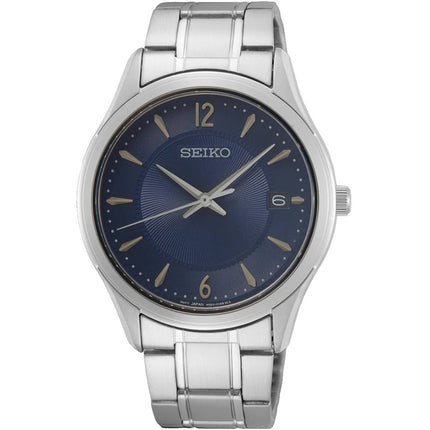 Seiko Men's Watch - Quartz Blue Dial Silver Steel Bracelet Date Display | SUR419P1 ,
