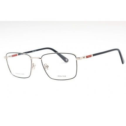 Police Men's Eyeglasses - Blue Silver Metal Rectangular 53mm Frame | VPLE97N 0E70 ,
