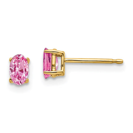 14k Pink Sapphire Post Earrings ,