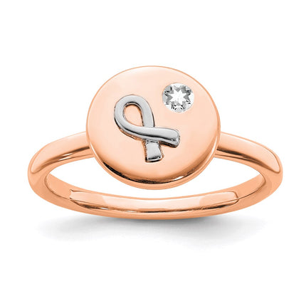 Sterling Silver, 14k Rose & White plated Stackable Expressions Diamond Ring | QSK1657 ,