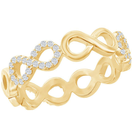 Classic Women's Gold Plated CZ and Infinity Ring - W-2736 ,