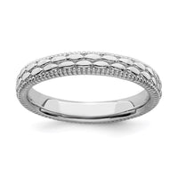Sterling Silver Stackable Expressions Rhodium-plated Patterned Ring | QSK1566 ,