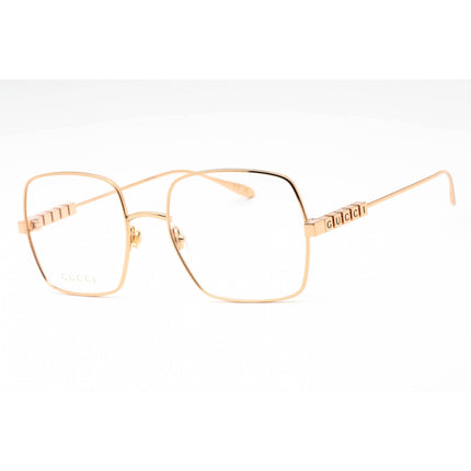 Gucci Women's Eyeglasses - Gold/Transparent Square Full Rim Metal Frame | GG1434O 002 ,