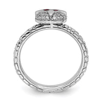 Sterling Silver Stackable Expressions Garnet & Diamond Owl Ring | QSK1858 ,