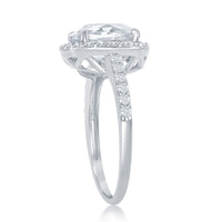 Sterling Silver Large Oval Halo CZ Engagement Ring - W-2404 ,