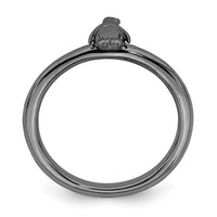 Sterling Silver Stackable Expressions Black-plated Penguin Ring | QSK1957 ,