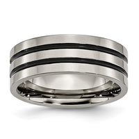 Titanium Enameled Grooved Flat 8mm Polished Band | TB152 ,
