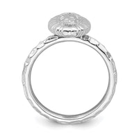 Sterling Silver Stackable Expressions Rhodium-plated Oval Ring | QSK1606 ,