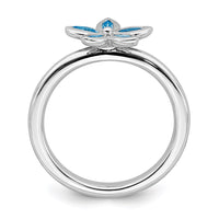 Sterling Silver Stackable Expressions Blue Topaz Flower Ring | QSK490 ,