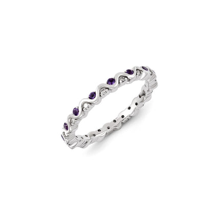 Sterling Silver Stackable Expressions Diamond & Amethyst Ring | QSK1084 ,