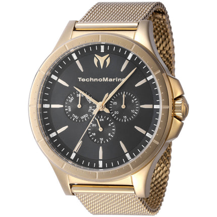 Technomarine Men's Quartz Watch - Moonsun Yellow Gold Case Charcoal Dial | TM-822022 ,