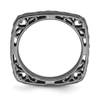 Sterling Silver Stackable Expressions Polished Black-plated Square Ring | QSK752 ,