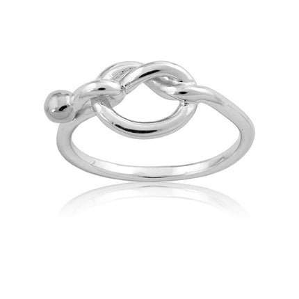 Sterling Silver Love Knot with Bead Ring - W-9737 ,
