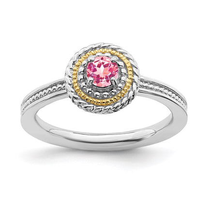Sterling Silver & 14k Stackable Expressions Pink Tourmaline Ring | QSK923 ,