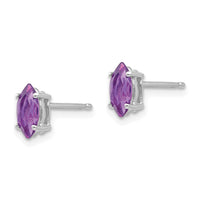 14k White Gold 7x3.5mm Marquise Amethyst earring ,