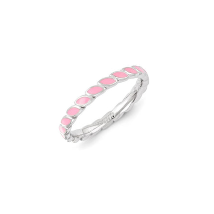 Sterling Silver Stackable Expressions Pink Enameled Ring | QSK1384 ,