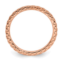 Sterling Silver Stackable Expressions Pink-plated Criss-cross Ring | QSK188 ,