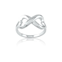 Sterling Silver Heart Infinity Ring - W-9703 ,