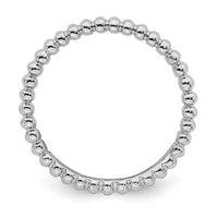 Sterling Silver Stackable Expressions Rhodium Beaded Ring | QSK211 ,