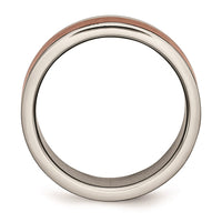 Titanium Grooved Edge 8mm Brown IP-plated Brushed/Polished Band | TB314 ,
